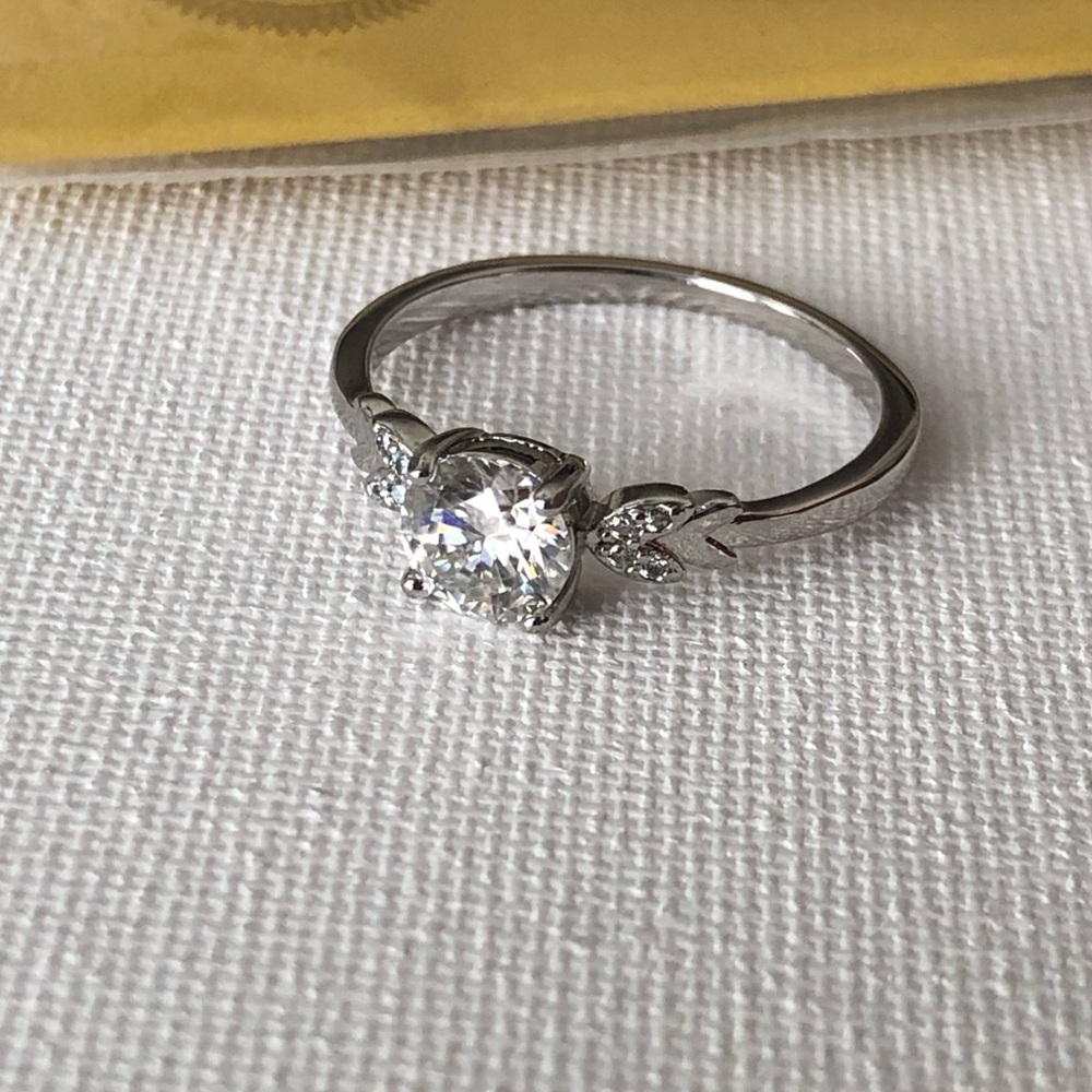 Silver Solitaire Moissanite Ring